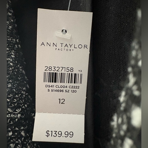 Ann Taylor NWT Black White Nubby Tweed Moto Jacket Size 12 - Picture 3 of 6